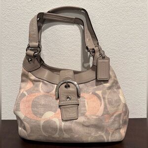 Vintage Gray/Pink COACH Hobo Shoulder Bag